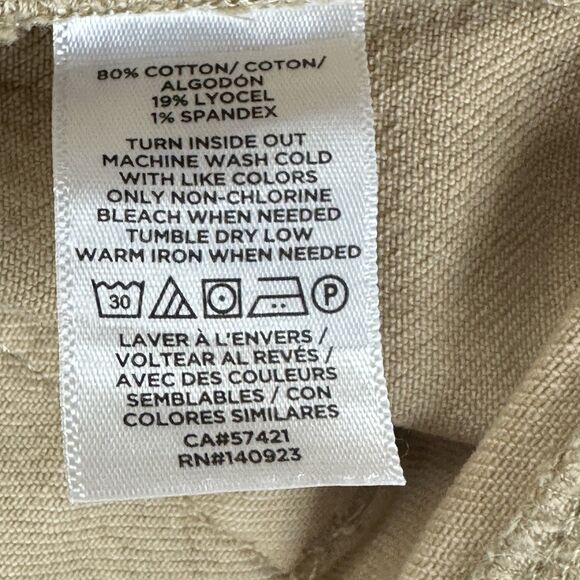 Ann Taylor Loft Jeans Women 12 Tan Wide Leg Crop Preppy Stretch Denim Minimalist - Picture 15 of 16